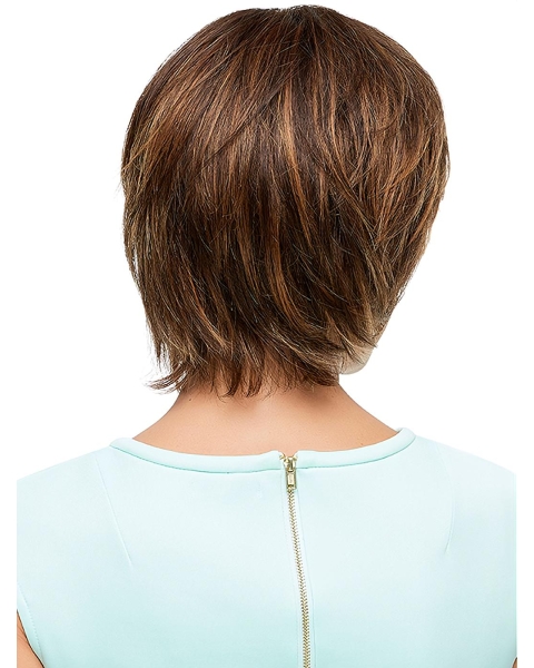 Style 100% Hand-tied Straight Brown Short Wigs