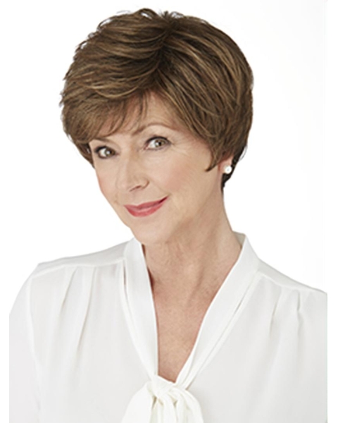 Suitable Monofilament Straight Brown Short Wigs