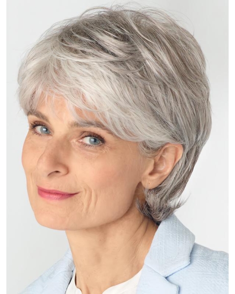 Fashional White Grey Short Straight High Quality Wigs