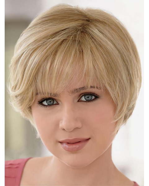 Remy Human Hair Blonde Monofilament Gentle Short Wigs