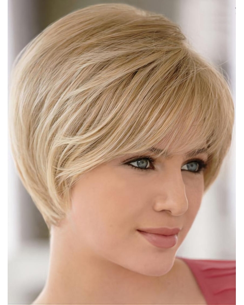 Remy Human Hair Blonde Monofilament Gentle Short Wigs