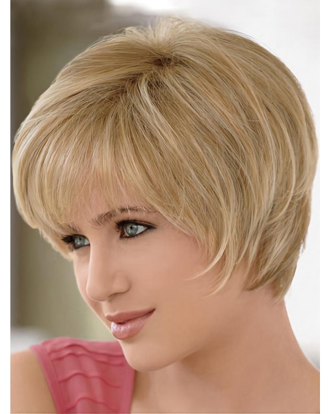 Remy Human Hair Blonde Monofilament Gentle Short Wigs