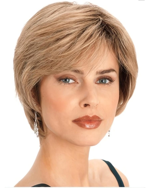 Graceful Blonde Straight Short Human Hair Wigs