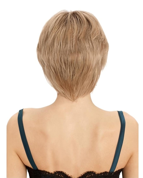 Graceful Blonde Straight Short Human Hair Wigs