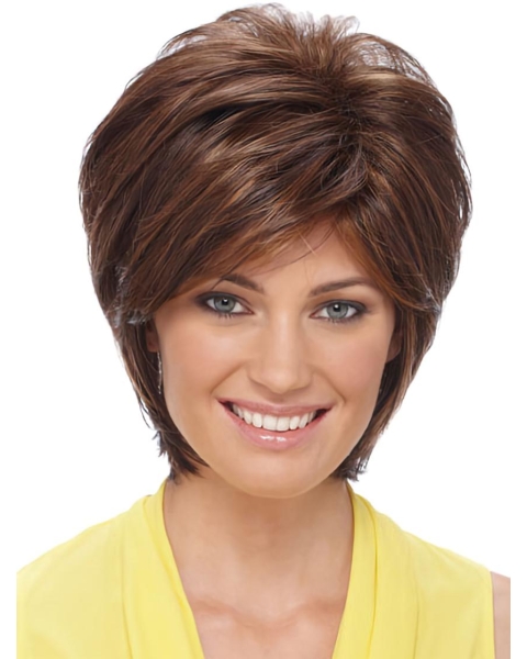 Cool Auburn Straight Short Synthetic Wigs