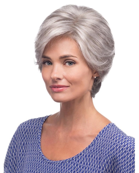 Synthetic 8" Lace Front Grey Wigs For Women