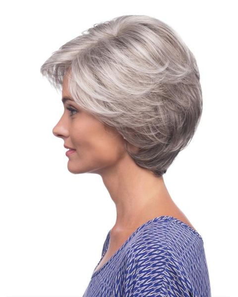 Synthetic 8" Lace Front Grey Wigs For Women