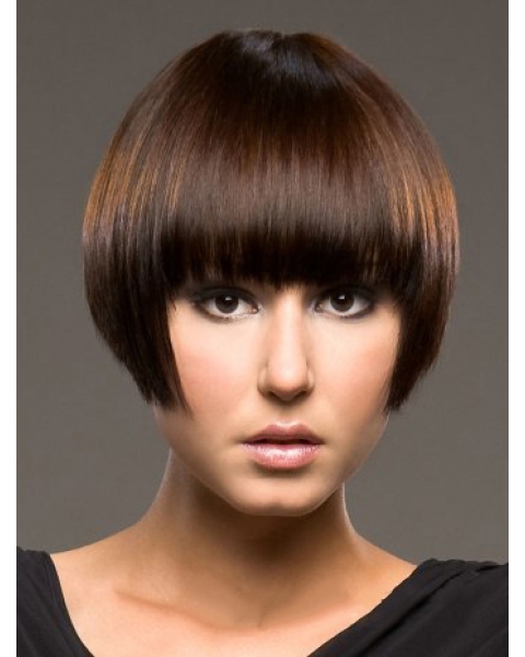 Exquisite Auburn Straight Short Human Hair Wigs