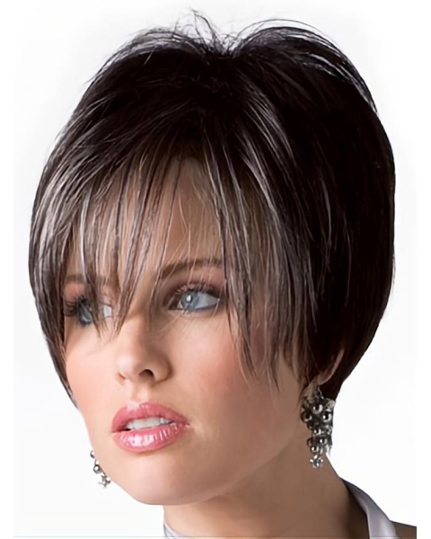 Natural Brown Straight Short Human Hair Wigs