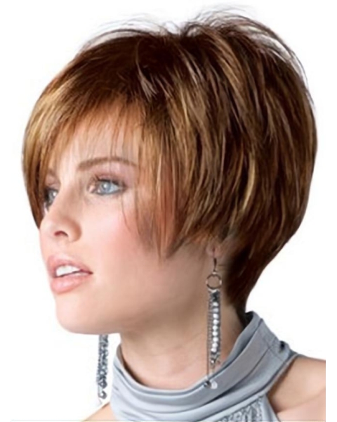 Natural Brown Straight Short Human Hair Wigs