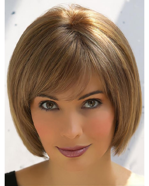 Incredible Brown Straight Short Human Hair Wigs