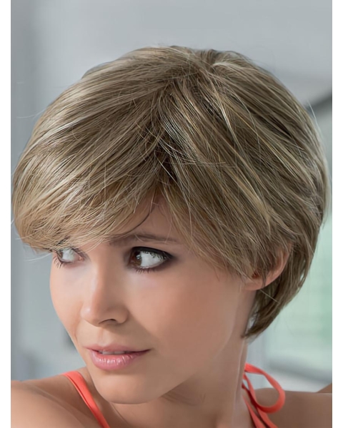 Blonde Lace Front Remy Human Hair Modern Short Wigs