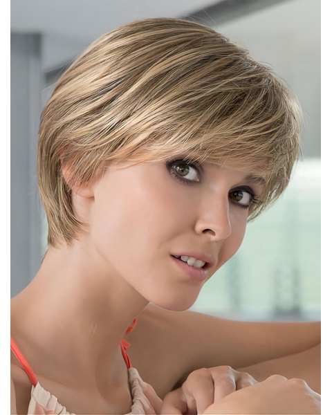 Blonde Lace Front Remy Human Hair Modern Short Wigs