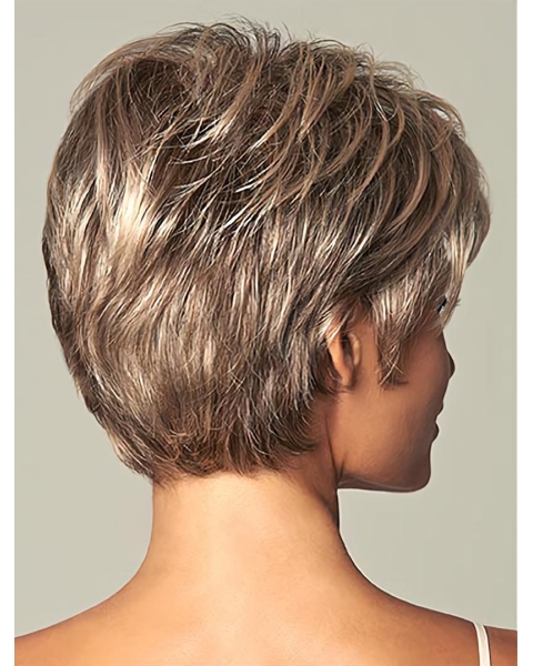 Brown Shining Layered Straight Short Wigs