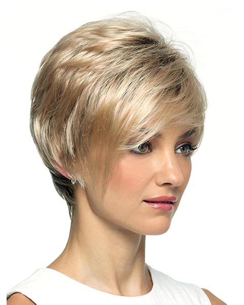 Blonde Straight Synthetic Elegant Short Wigs