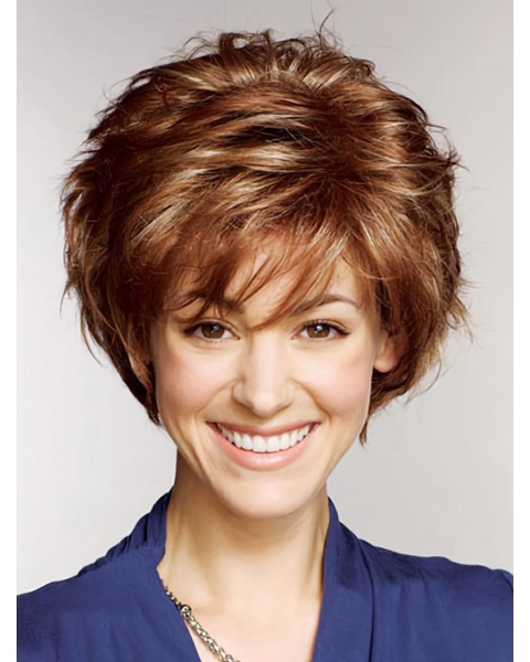 100% Hand-tied Auburn Straight Short Petite Wigs