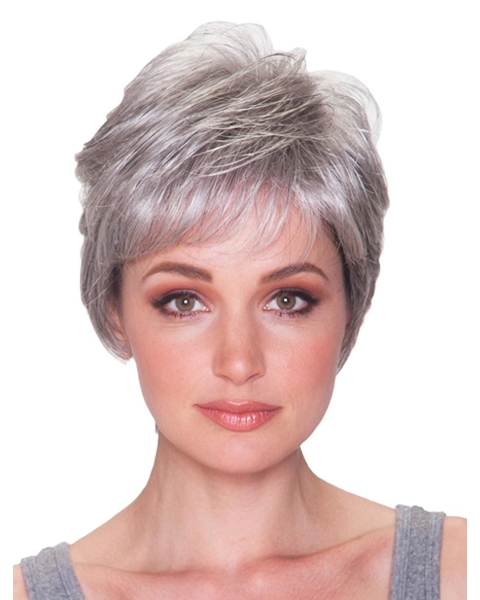 Stylish Straight Short Synthetic Grey Wigs