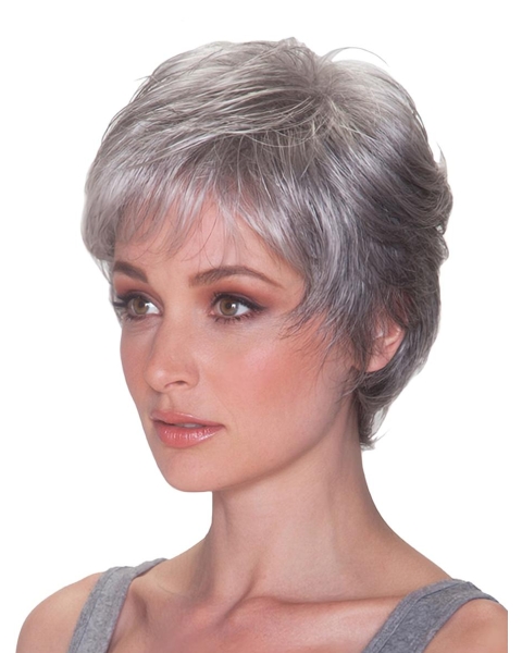 Stylish Straight Short Synthetic Grey Wigs