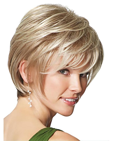 Faddish Blonde Straight Short Synthetic Wigs