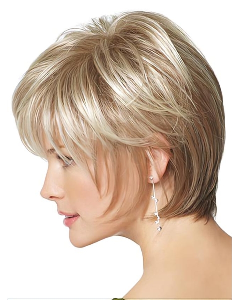 Faddish Blonde Straight Short Synthetic Wigs