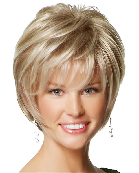 Faddish Blonde Straight Short Synthetic Wigs