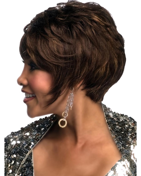 Refined Brown Straight Short African American Wigs