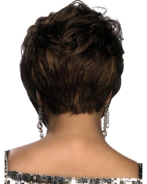 Refined Brown Straight Short African American Wigs