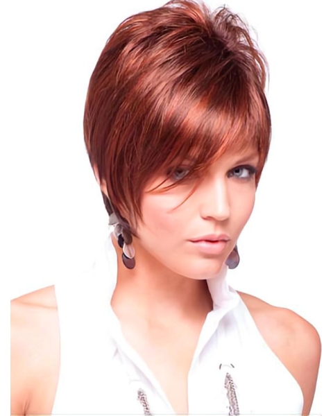 Red Unique Boycuts Straight Short Wigs