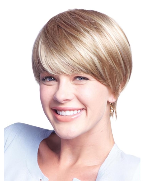 Remy Human Hair Blonde Monofilament Nice Short Wigs