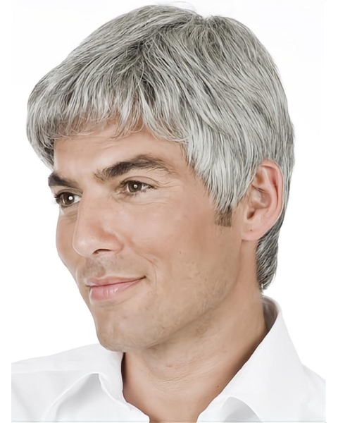 High Quality Straight Hand Tied Short Men Wigs