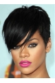 Rihanna Cool-looking Short Straight Capless Human Hair Wig with Bangs