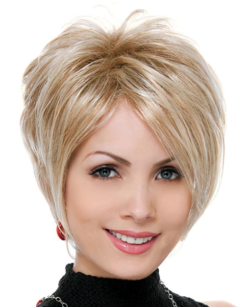 Online Blonde Straight Short Synthetic Wigs