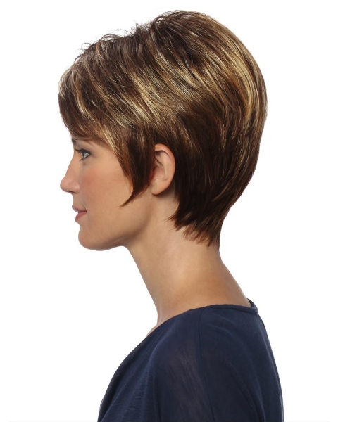 Excellent Straight Brown Boycuts Comfortable Wigs