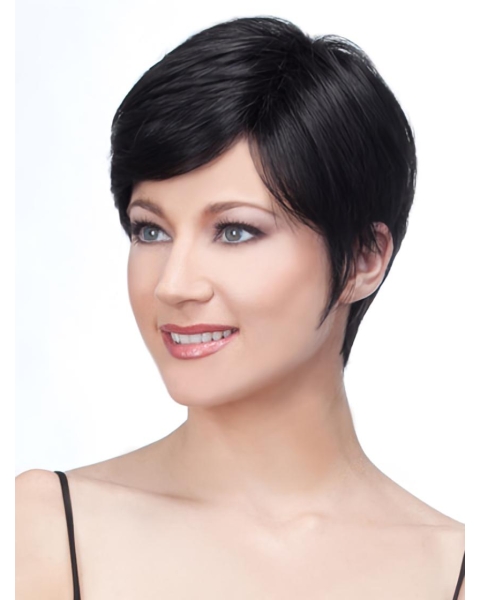 Black Lace Front Remy Human Hair Stylish Short Wigs