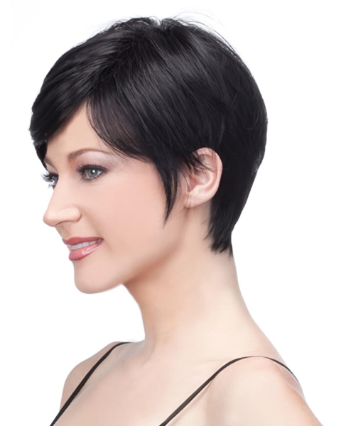 Black Lace Front Remy Human Hair Stylish Short Wigs