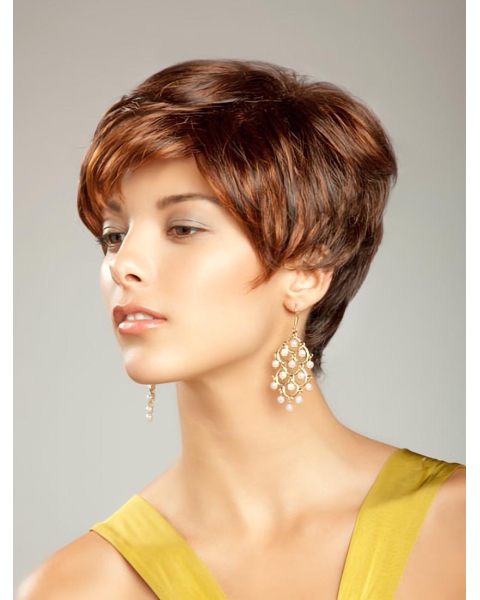 So Great Short Straight Auburn Boycuts Popular Wigs