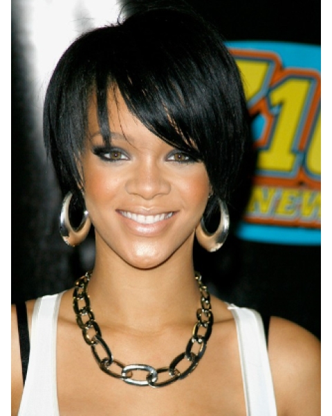 Rihanna Briskly Cute Short Asymmetrical Glueless Lace Front Human Hair Wig