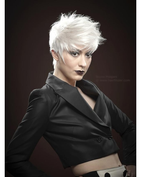 Young Fashion Powerful Short White Mono Capless Human Wigs