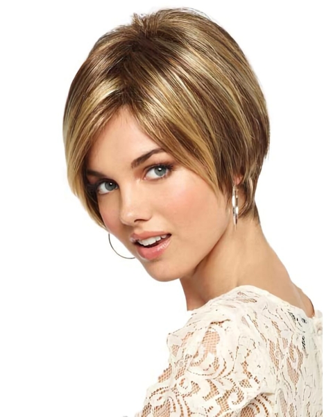 Blonde Modern Bobs Monofilament Short Wigs