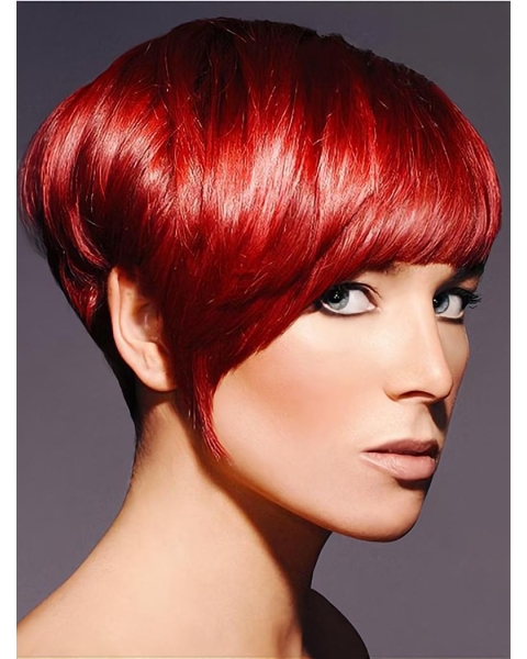 Red Beautiful Boycuts Straight Short Wigs