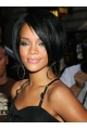 Rihanna Half-moon-shape Short Cool Lace Front Human Hair Bob Wig with Bangs