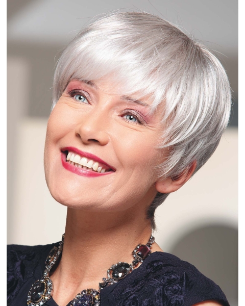 Fabulous White Short Straight Grey Popular Wigs