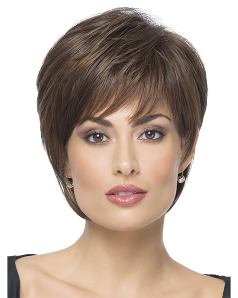 Brown Straight Short Synthetic Wigs