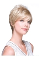 Fashionable Monofilament Boycuts Blonde Wigs For Cancer