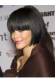 Rihanna Chin-length 100% Human Remy Hair Straight Lace Bob Wig with Bangs