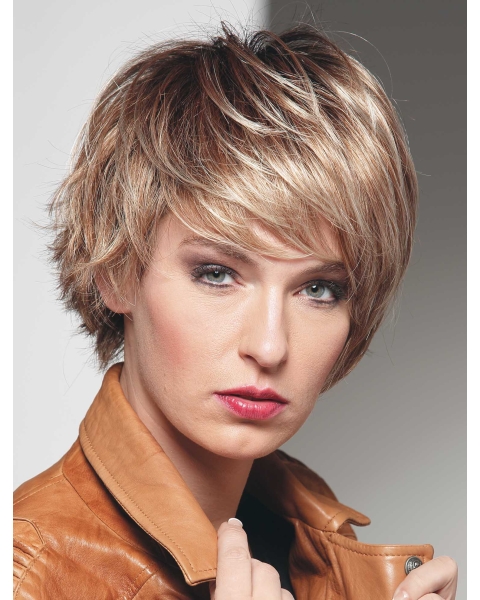 Amazing Blonde Short Straight With Bangs Beautiful Wigs