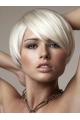 Young Fashion Platinum Blonde With Side Bangs Short  Capless Wigs