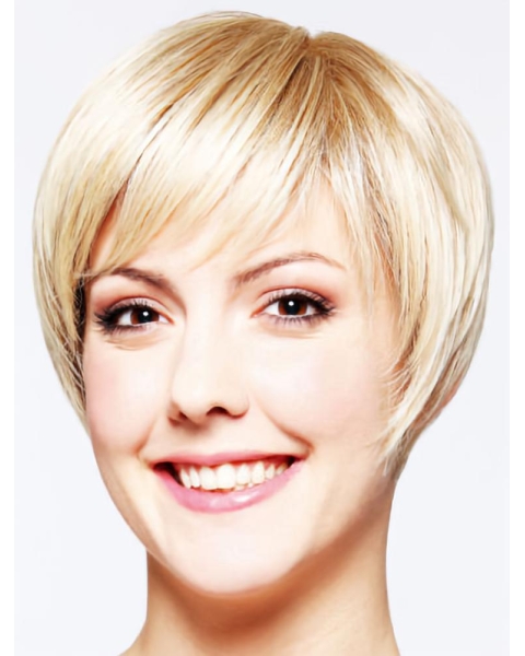 Fashional Straight Blonde Layered Affordable Capless Synthetic Women Wigs