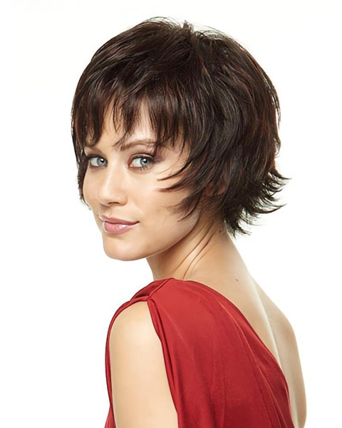 Brown Fashion Layered Straight Short Capless Synthetic Women Wigs