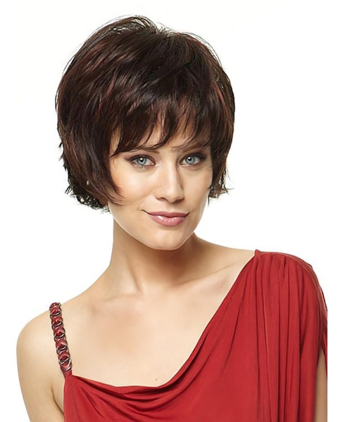 Brown Fashion Layered Straight Short Capless Synthetic Women Wigs